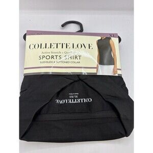 Womens XL Quick Dry Sleeveless V-Neck Polo Shirt Black COLLETTE LOVE